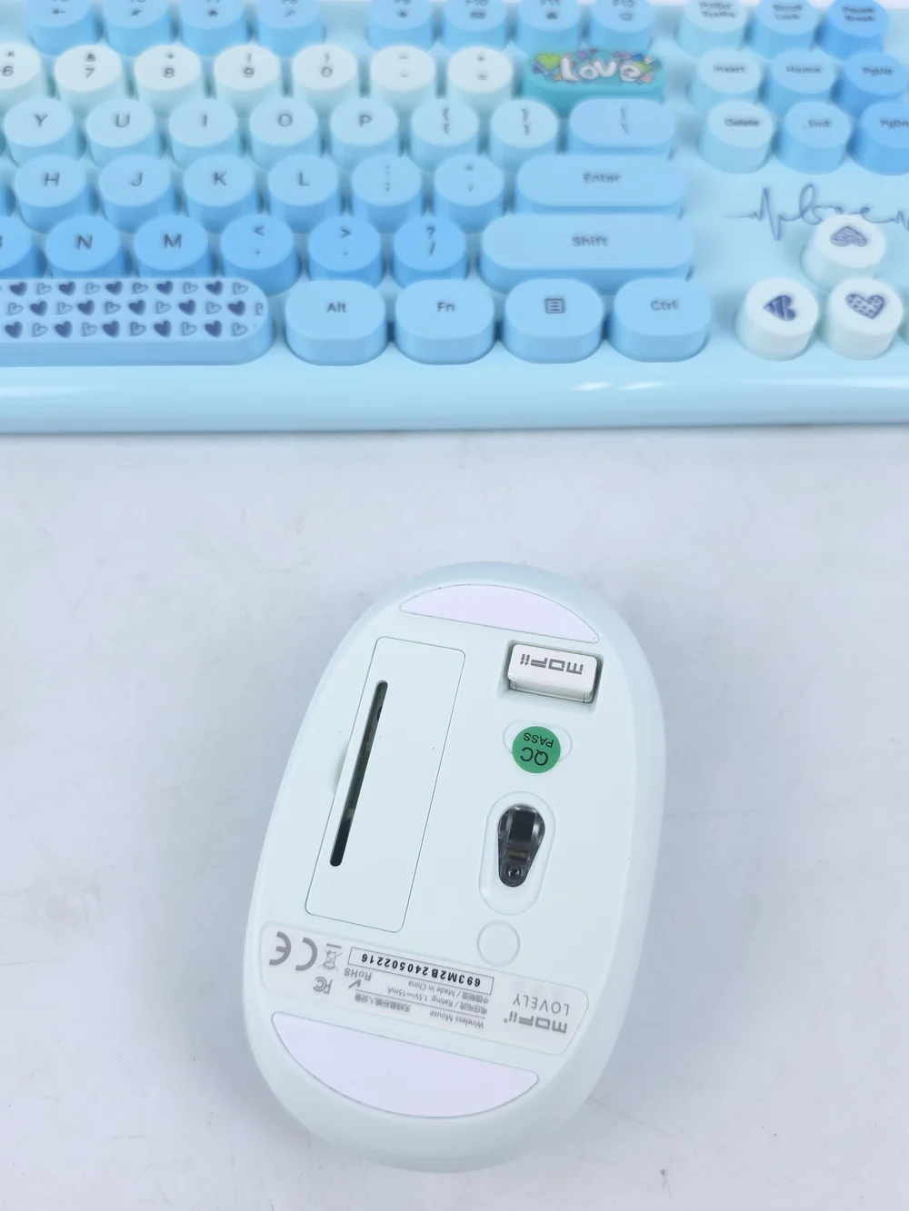 Wireless Keyboard and Mouse Mixed Blue Retro Style Round Key